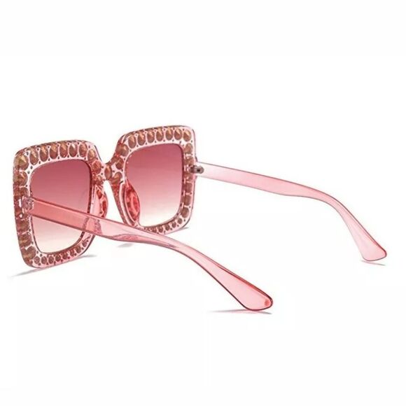 Pink Translucent Studded Fashion Sunglasses - Picture 7 of 9